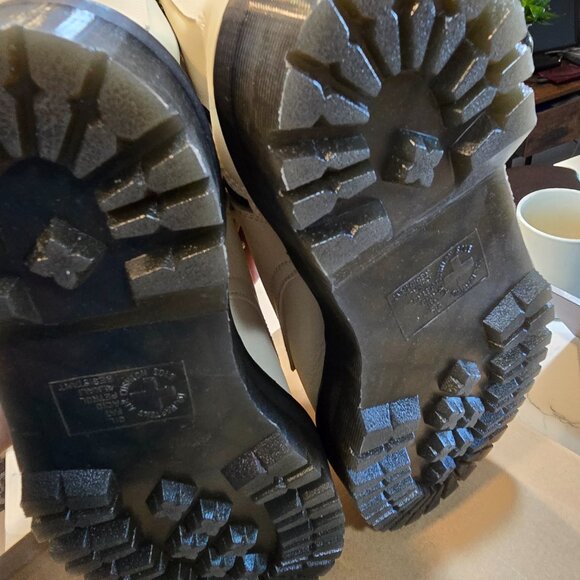 Dr Martens Jadon III Parchment Beige Pisa Leather Platform Combat Boots Size 10 - Picture 7 of 8